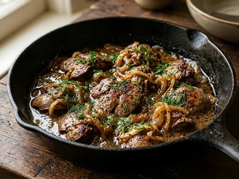 Куриная печень с луком