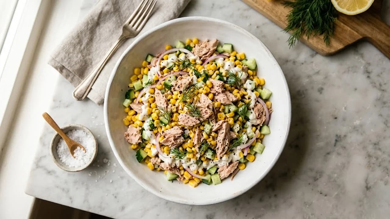 Салат с тунцом и кукурузой